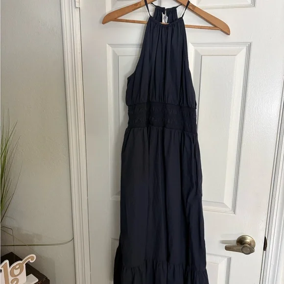 Women’s navy blue midi dress size medium - Picture 2 of 5